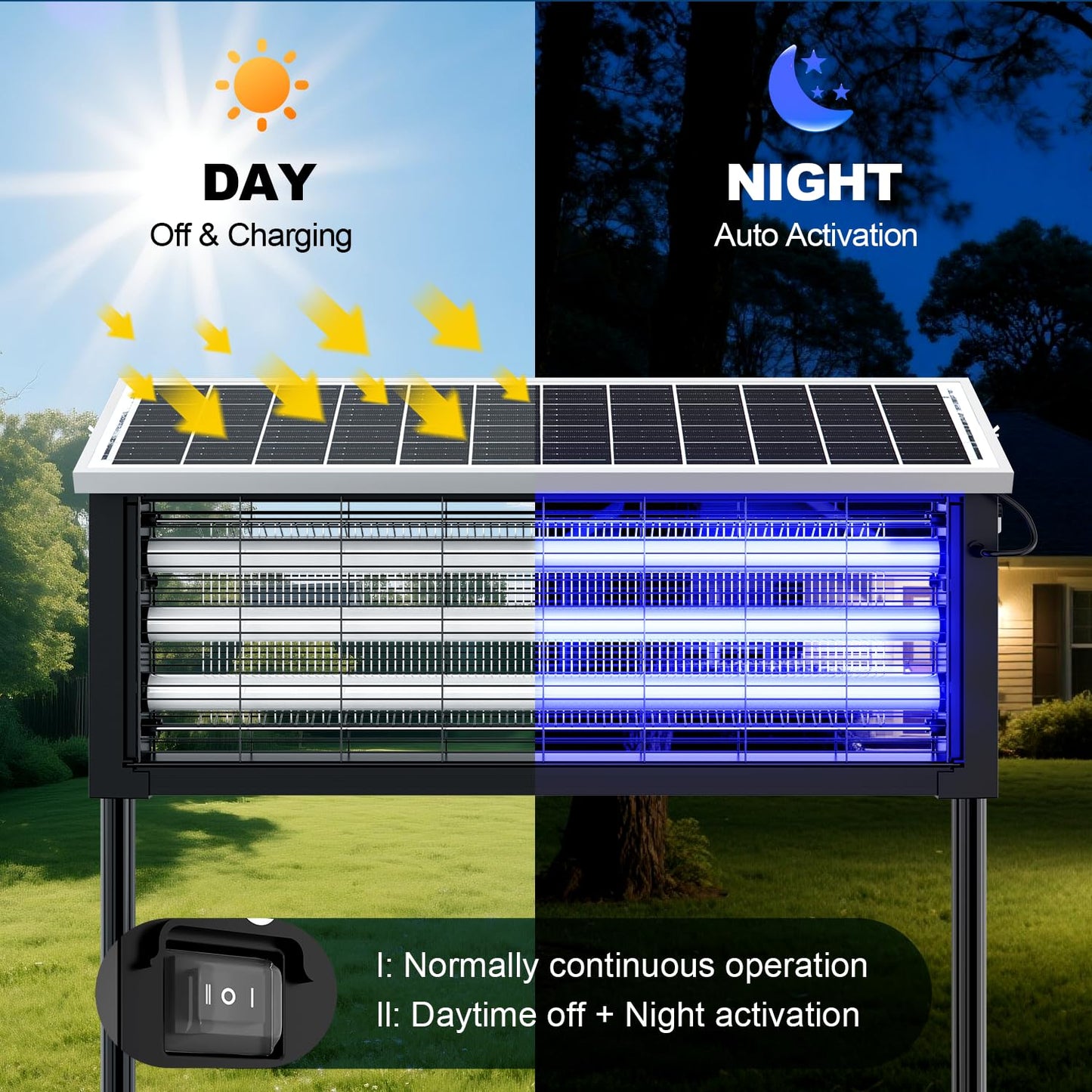 Eco-Friendly - Solar-Powered High-Efficiency Outdoor Bug Zapper