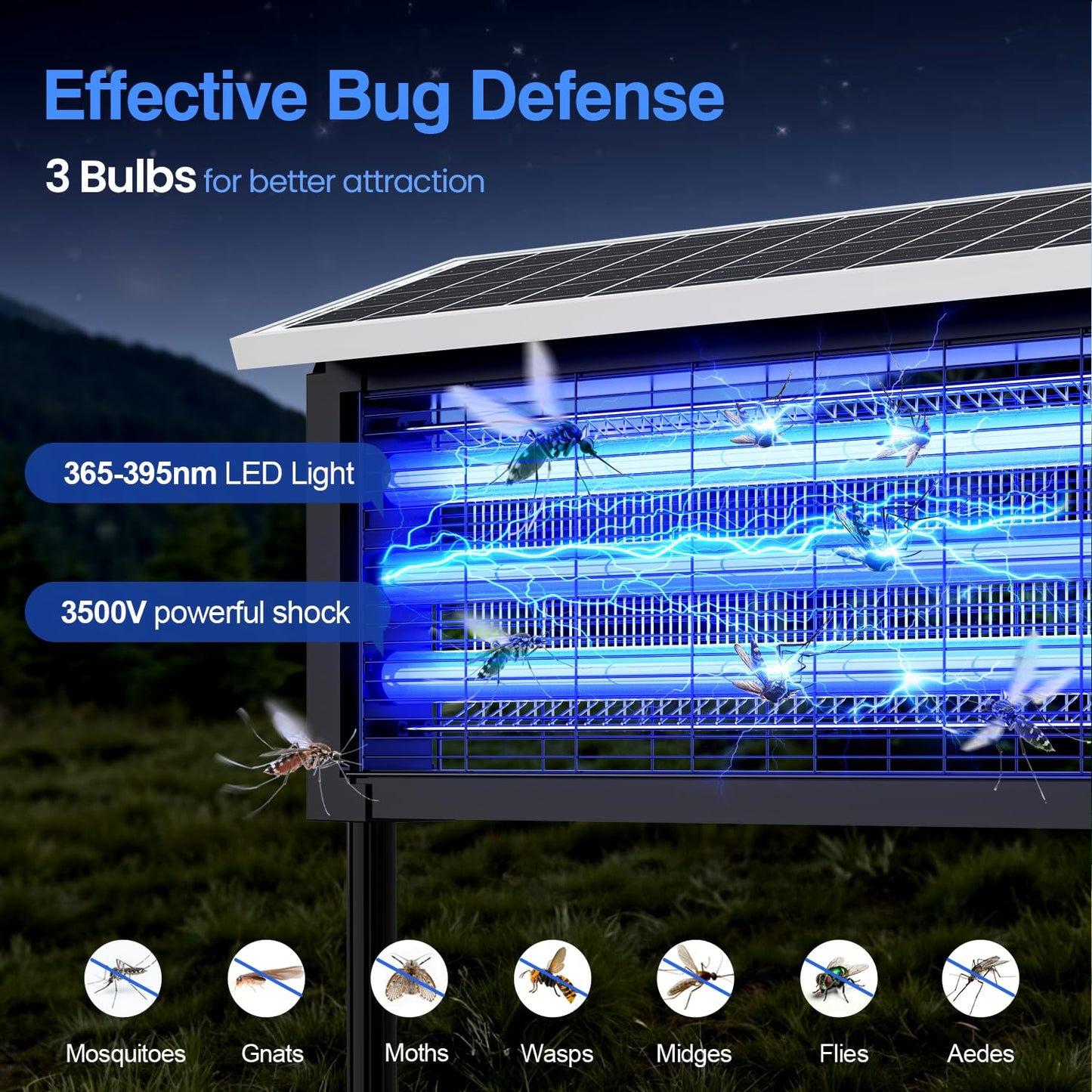 Eco-Friendly - Solar-Powered High-Efficiency Outdoor Bug Zapper