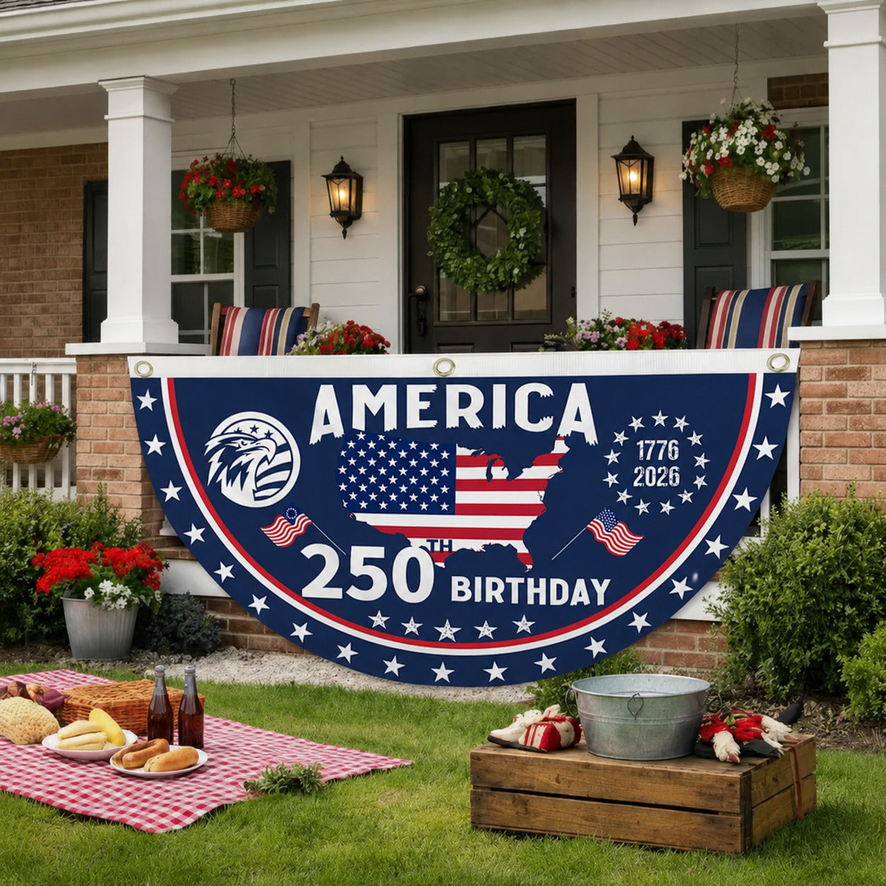 🔥Honor Your American Pride🎉Handcrafted by Veterans - 250th Anniversary USA Fan Flag🎖️
